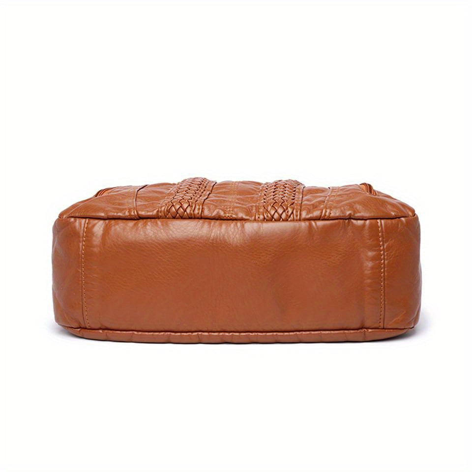 Women's PU Leather Handbag with Multiple Pockets Casual Shoulder Bag Crossbody Purse