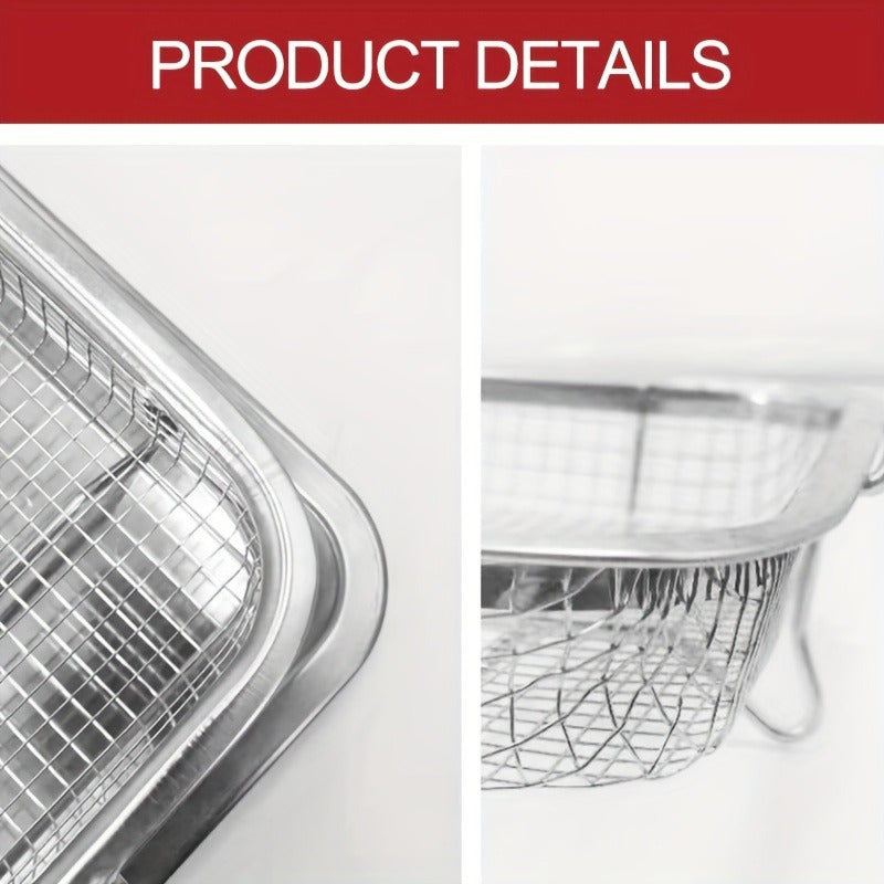 2-Piece Stainless Steel Air Fryer Oven Set with Crisper Tray and Baking Pan