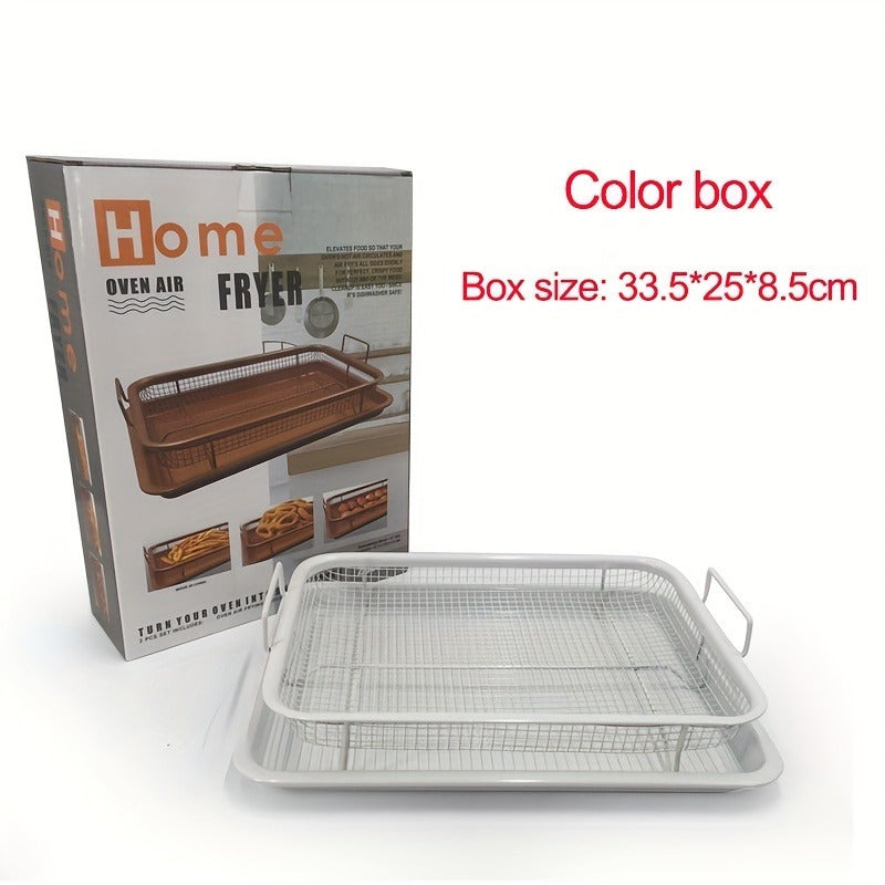 2-Piece Stainless Steel Air Fryer Oven Set with Crisper Tray and Baking Pan