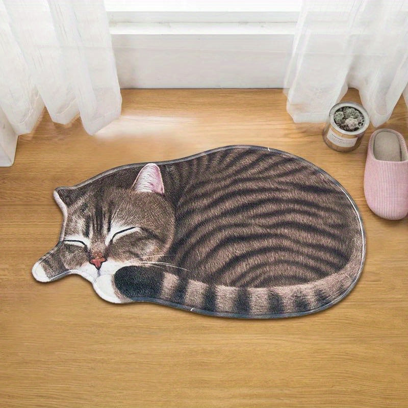 Cute Cat Floor Mat Absorbent Non-Slip Soft Kitchen Bathroom Decor