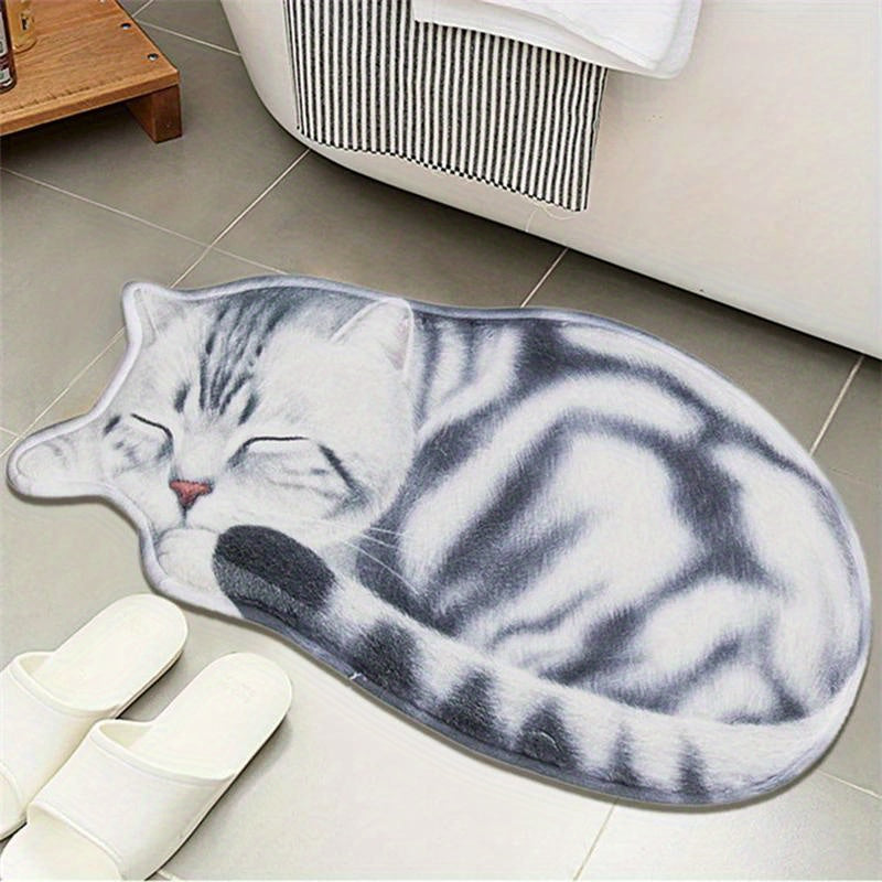 Cute Cat Floor Mat Absorbent Non-Slip Soft Kitchen Bathroom Decor