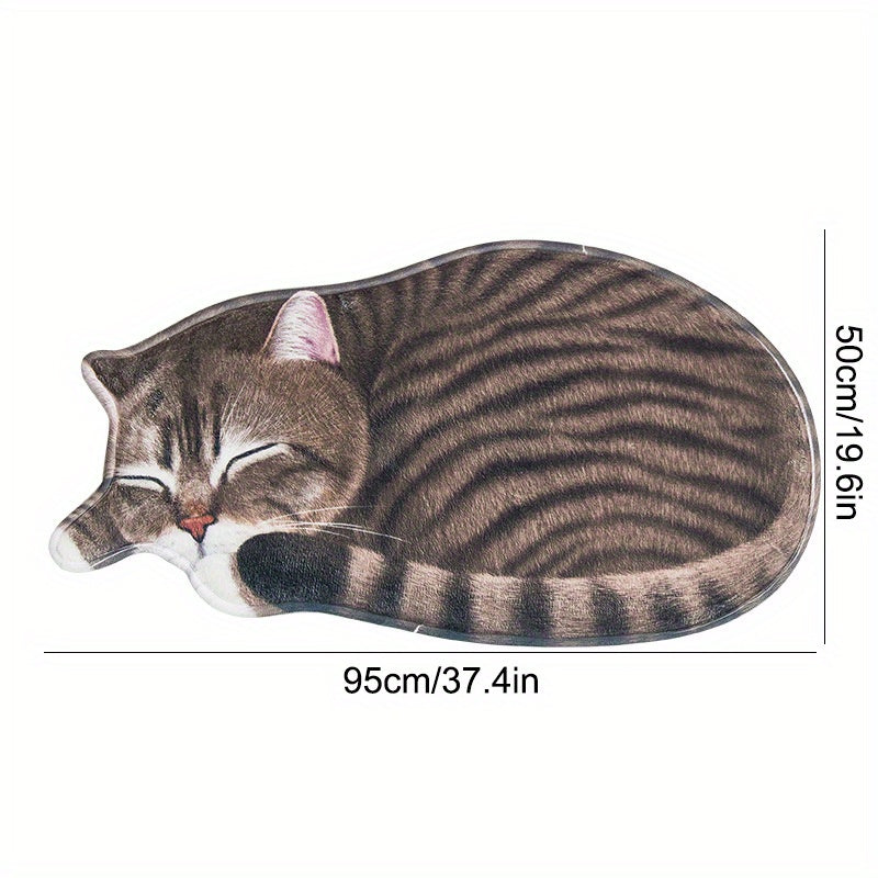 Cute Cat Floor Mat Absorbent Non-Slip Soft Kitchen Bathroom Decor