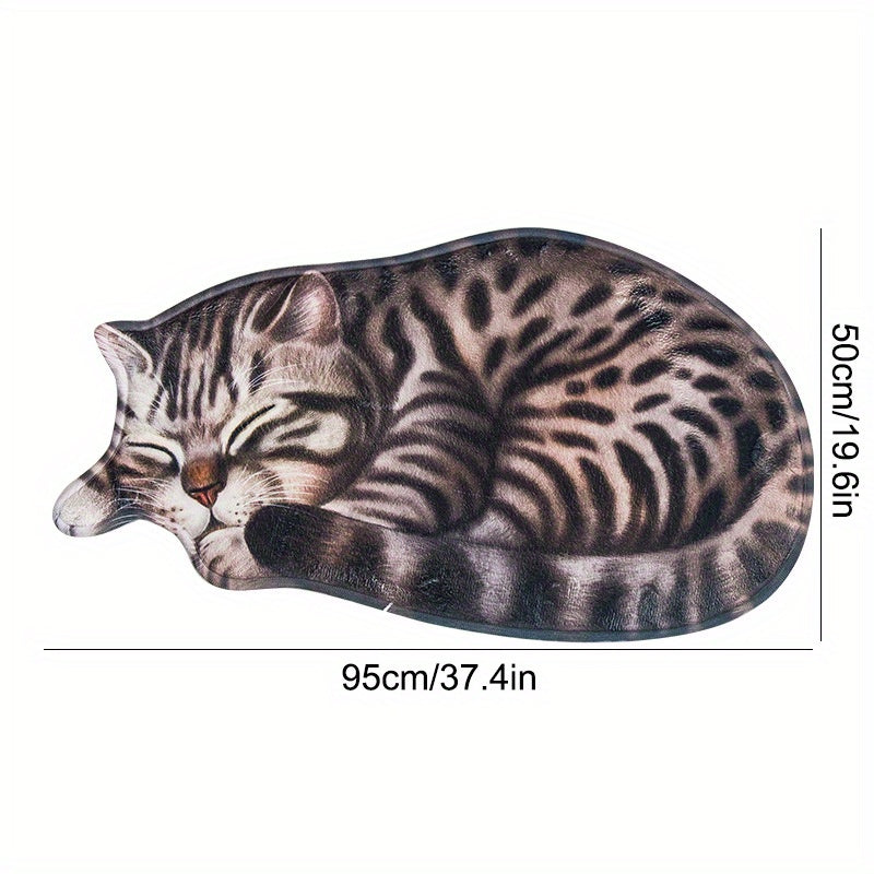 Cute Cat Floor Mat Absorbent Non-Slip Soft Kitchen Bathroom Decor