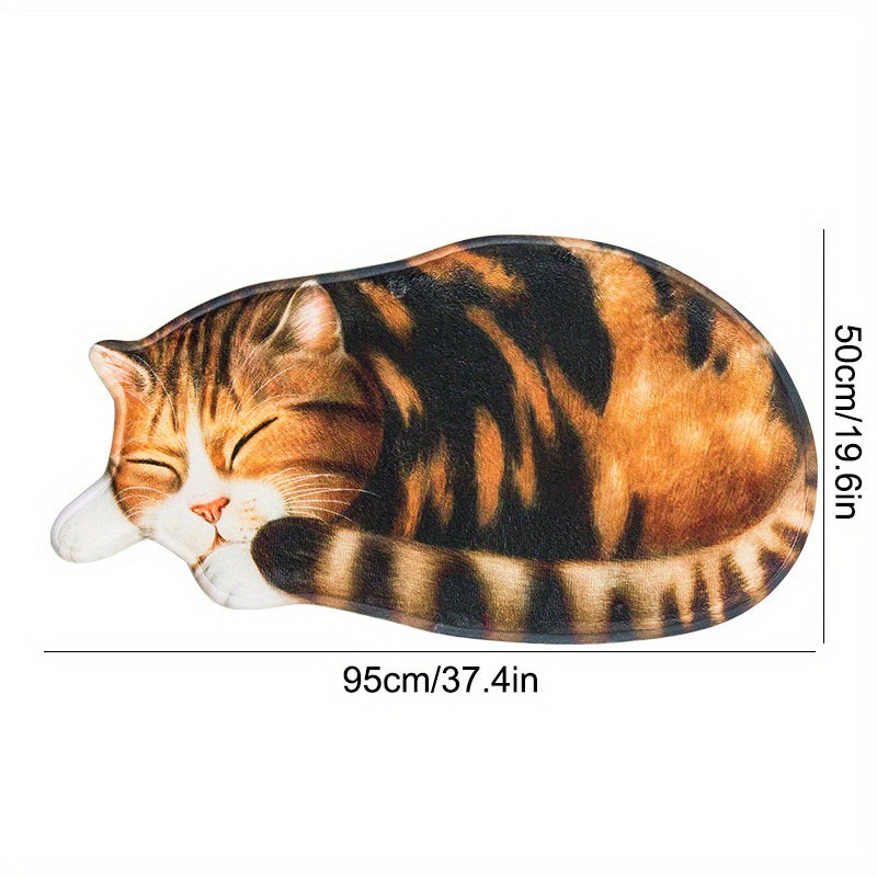 Cute Cat Floor Mat Absorbent Non-Slip Soft Kitchen Bathroom Decor