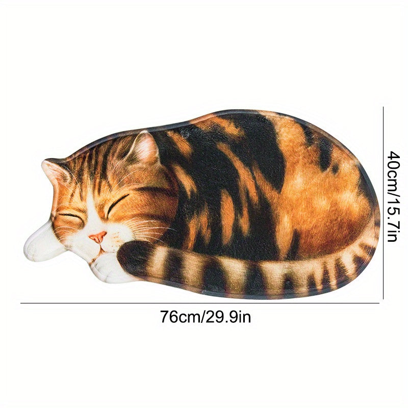 Cute Cat Floor Mat Absorbent Non-Slip Soft Kitchen Bathroom Decor
