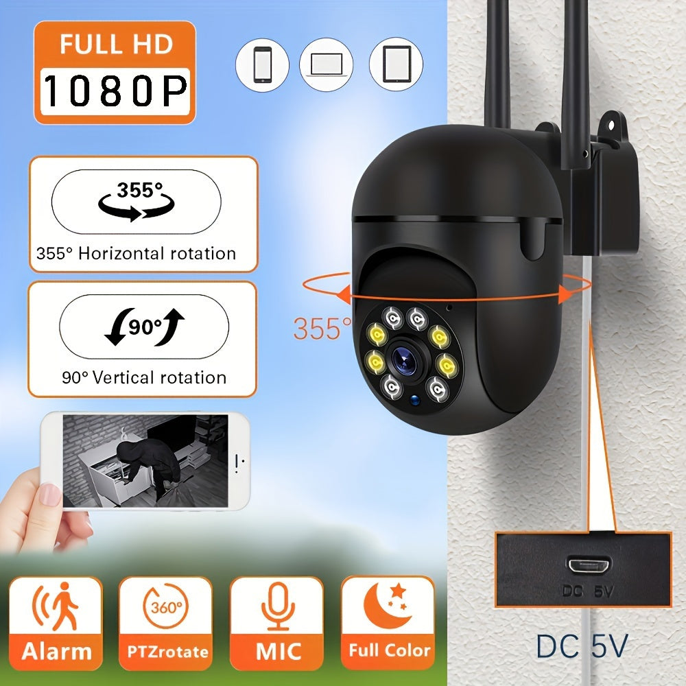 HD 1080p WiFi Security Camera 355-Degree Indoor Outdoor Night Vision Intercom