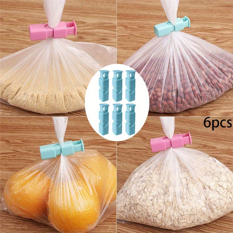 6 clips de bolsa de comida reutilizables y coloridos con diseño de presión de bloqueo para mantener la frescura y almacenamiento hermético