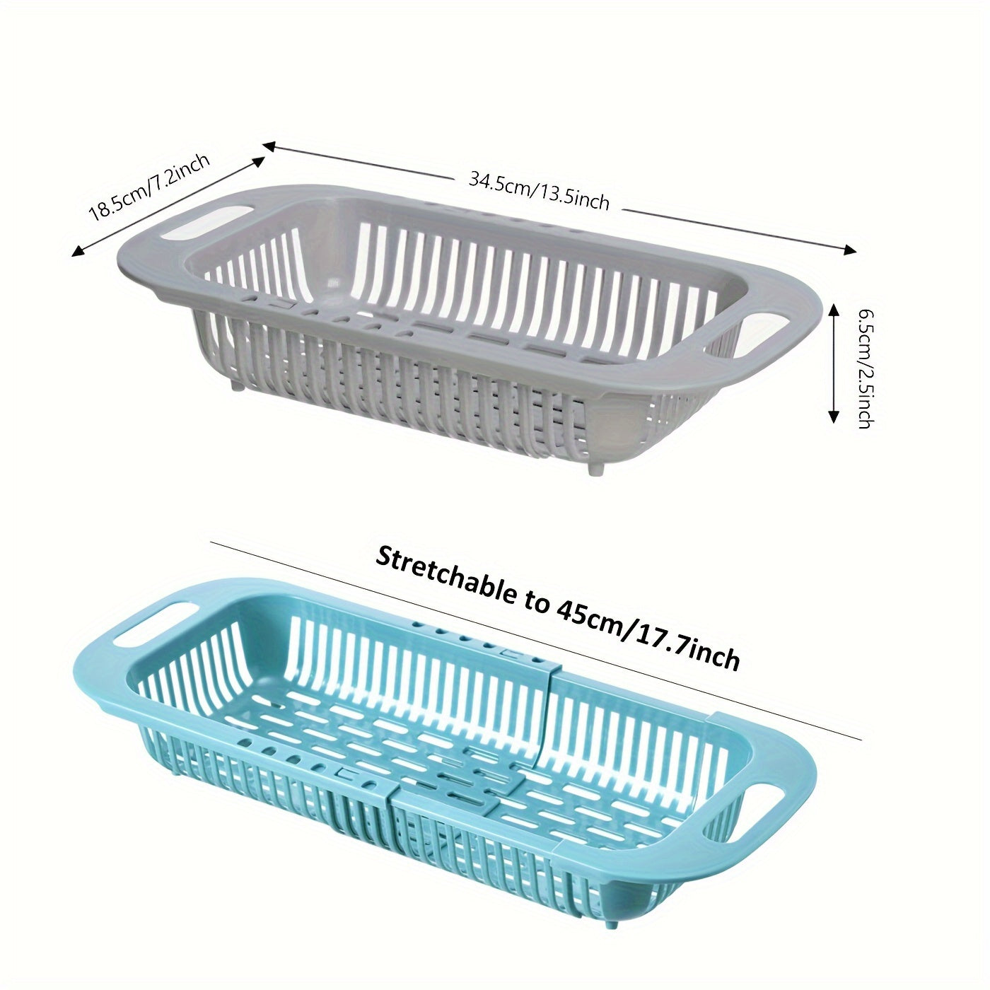 Expandable Plastic Dish Drainer Basket for Kitchen Sink Organizer