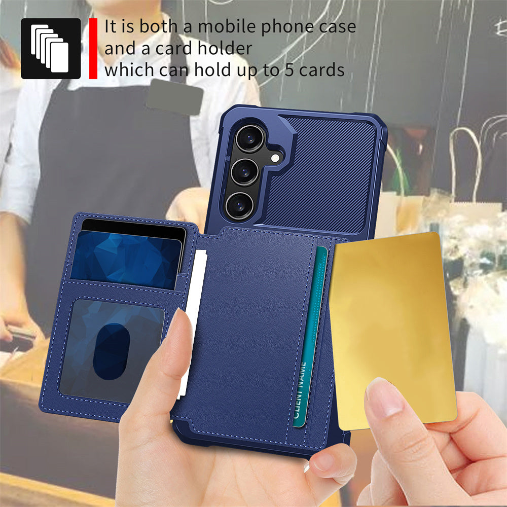 Faux Leather Card Holder Phone Case for Galaxy A55 5G A35 5G with Card Slot Shockproof Durable TPU Flip Wallet