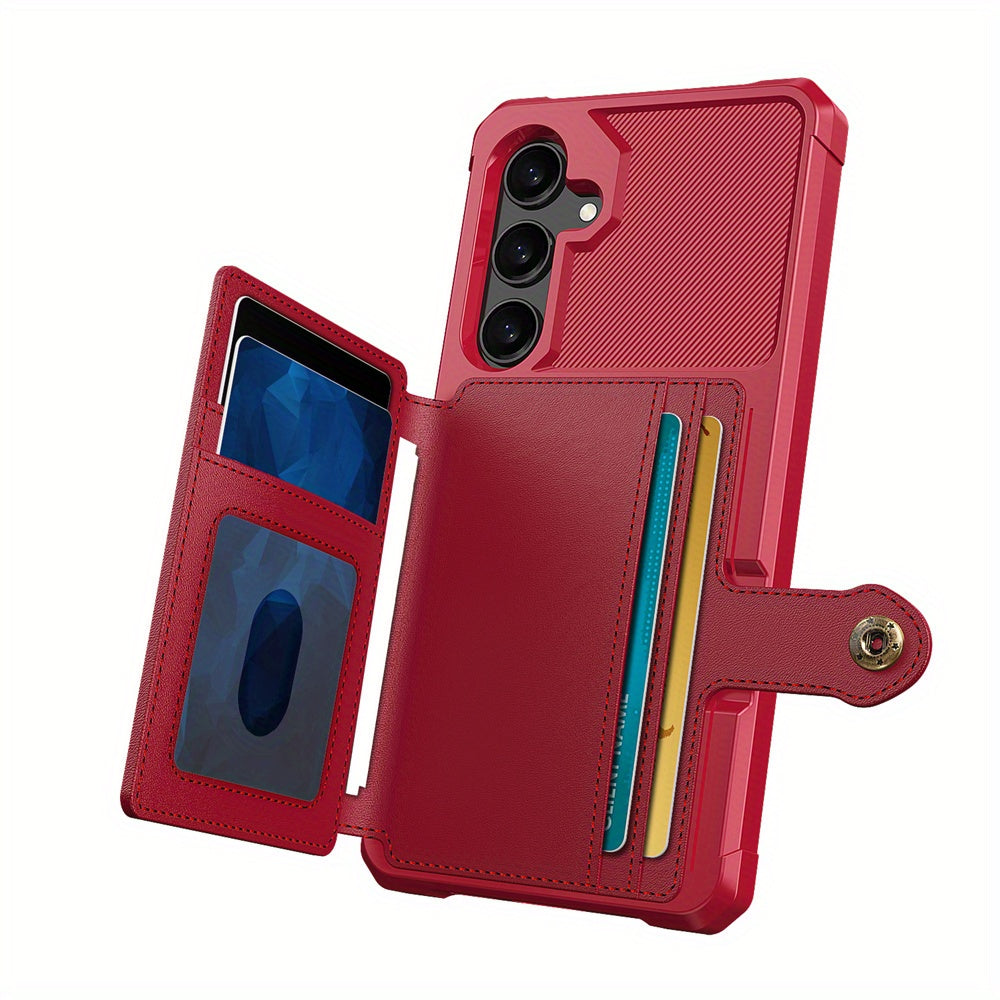 Faux Leather Card Holder Phone Case for Galaxy A55 5G A35 5G with Card Slot Shockproof Durable TPU Flip Wallet