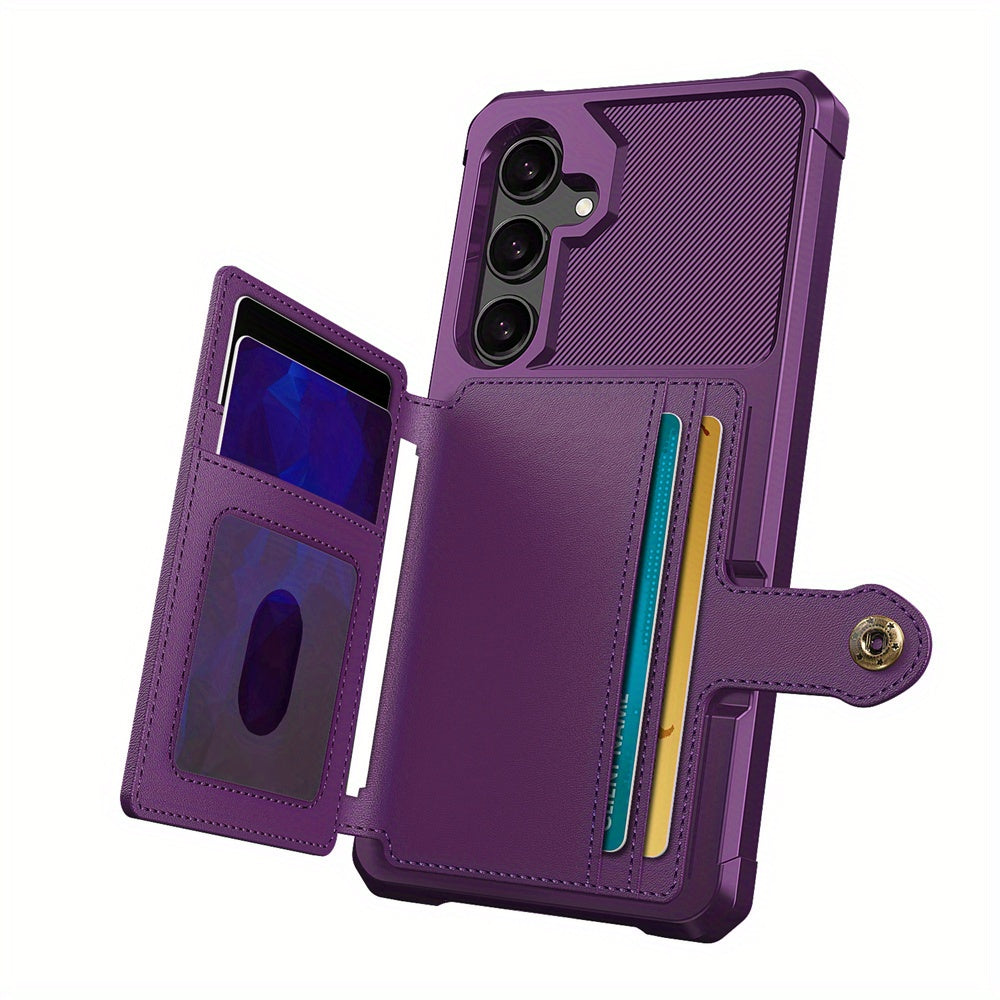 Faux Leather Card Holder Phone Case for Galaxy A55 5G A35 5G with Card Slot Shockproof Durable TPU Flip Wallet
