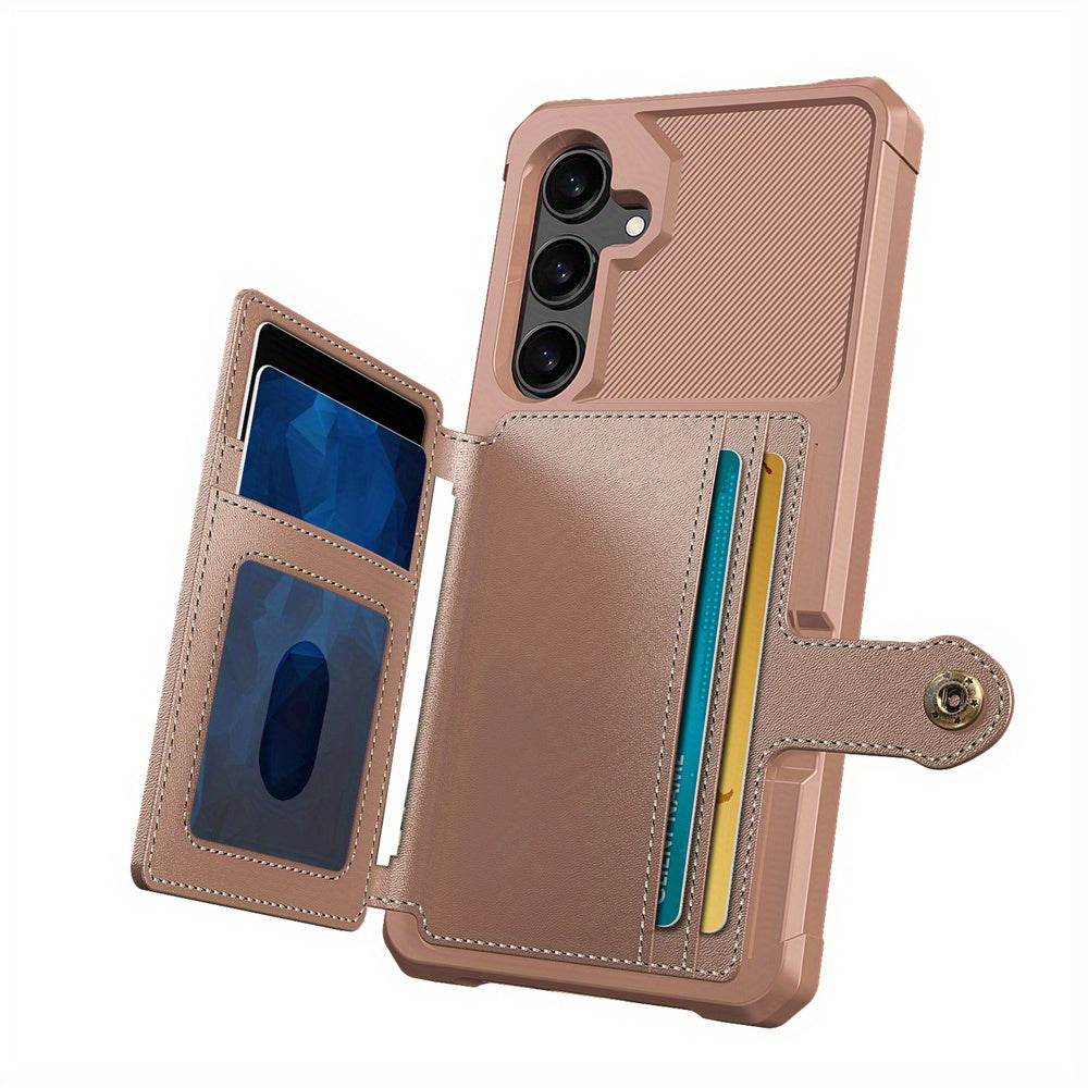 Faux Leather Card Holder Phone Case for Galaxy A55 5G A35 5G with Card Slot Shockproof Durable TPU Flip Wallet