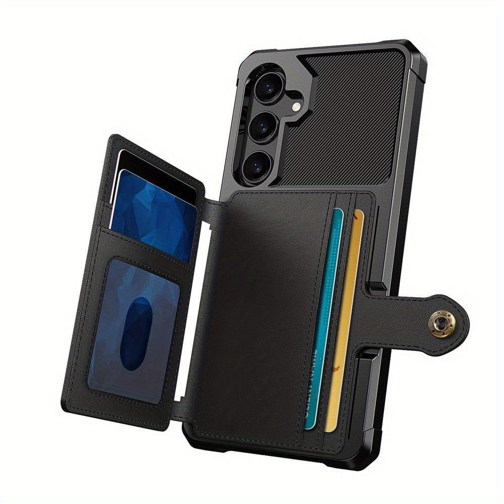 Faux Leather Card Holder Phone Case for Galaxy A55 5G A35 5G with Card Slot Shockproof Durable TPU Flip Wallet