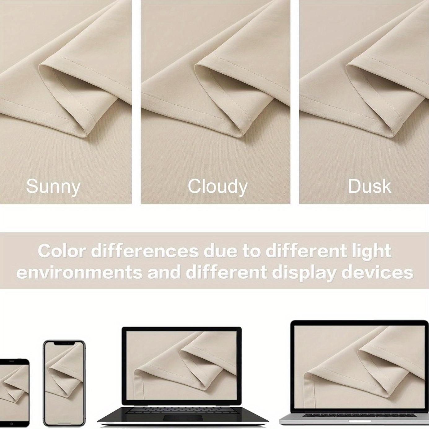 Cream and Black Thermal Insulated Blackout Curtains with Two Panels