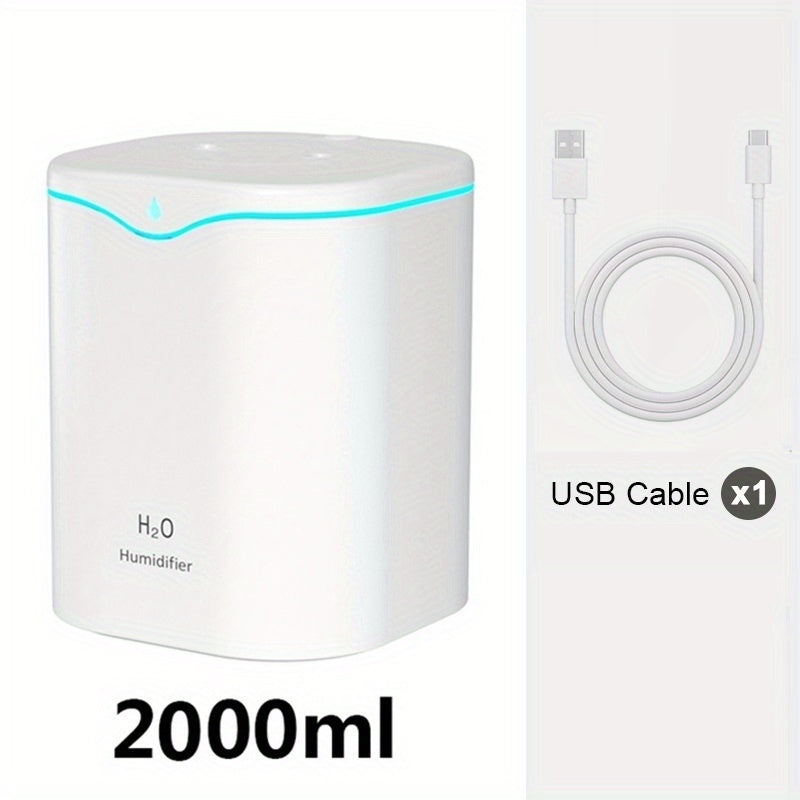 Портативный ультразвуковой увлажнитель с USB, двойной туман, тихая работа, аромотерапия, ночник на 7 цветов, автоматическое отключение для дома и путешествий.