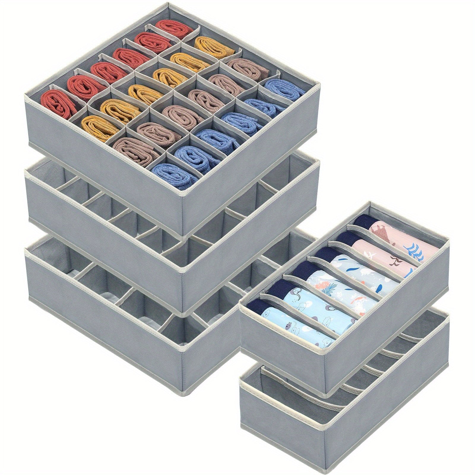 Large Capacity Closet Organizer for Bras Underwear Socks with Foldable Fabric Drawer