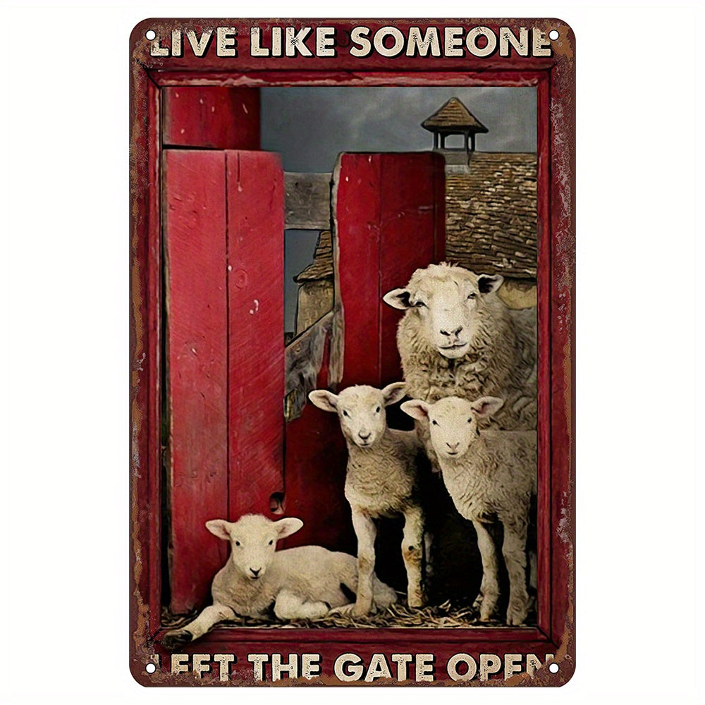 Sheep Metal Tin Sign Wall Art Vintage Animal Lover Gift Unleash Freedom