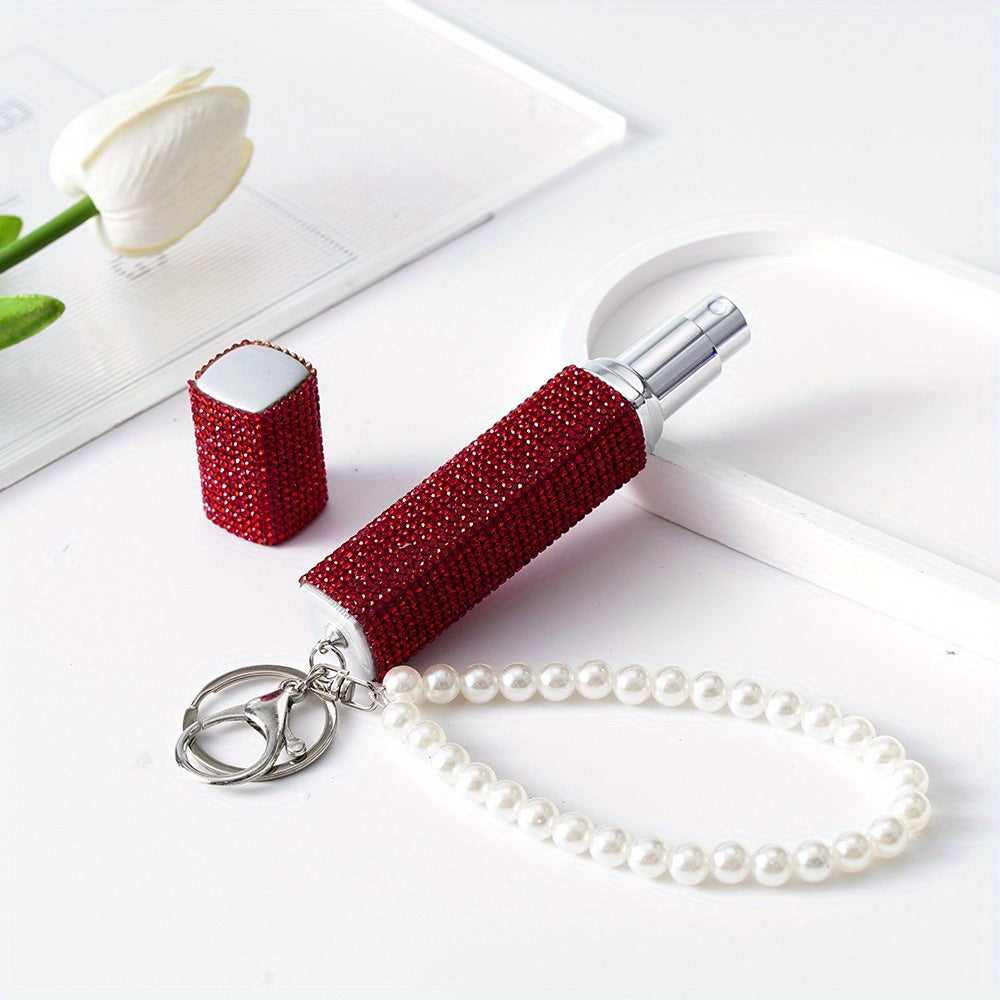 10 мл флакон-распылитель для духов с брелоком, украшенным стразами и искусственными жемчужинами, refillable, дорожный насос для ароматов для женщин