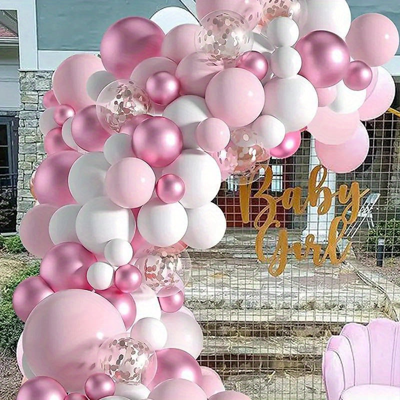 Set de globos de macarón rosa y blanco para cumpleaños, bodas y fiestas, 40 piezas