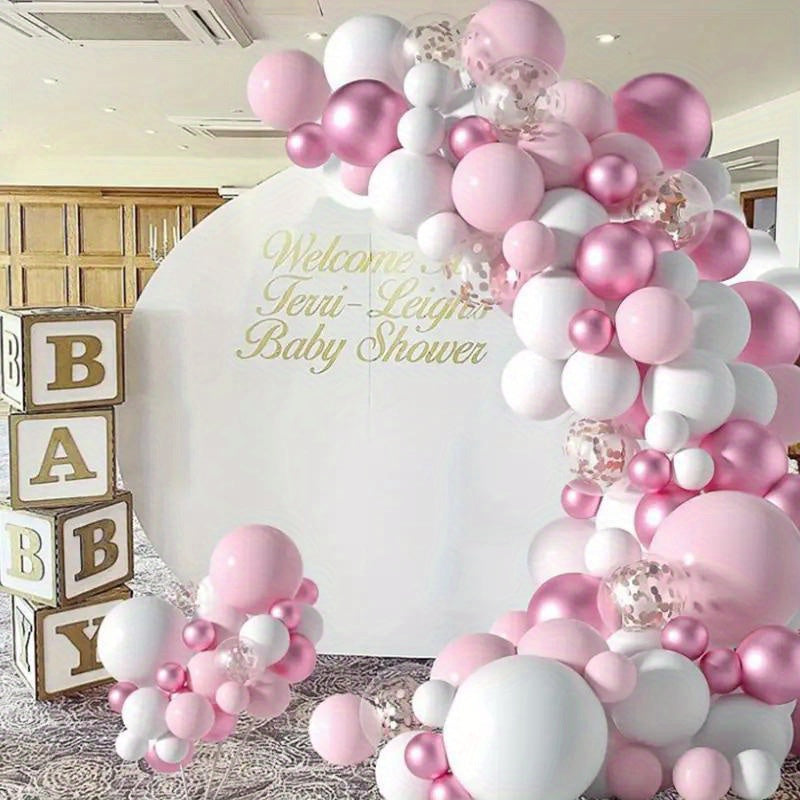 Set de globos de macarón rosa y blanco para cumpleaños, bodas y fiestas, 40 piezas