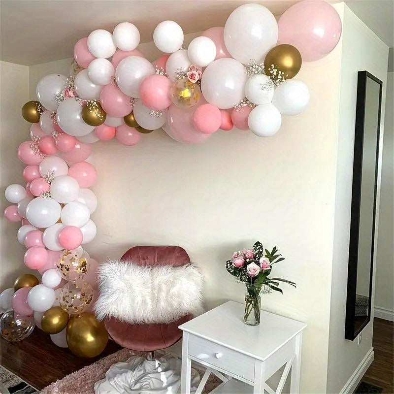 Set de globos de macarón rosa y blanco para cumpleaños, bodas y fiestas, 40 piezas