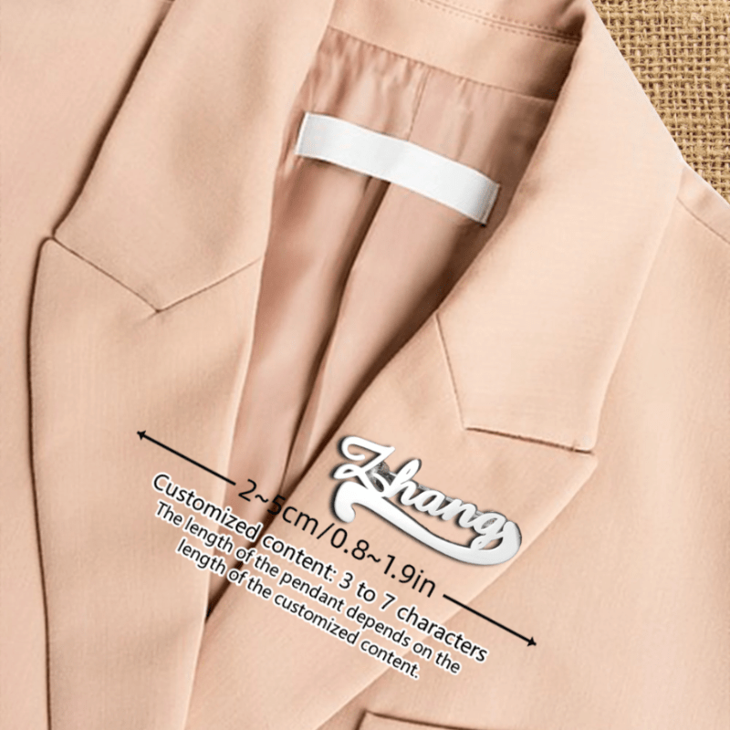 Stainless Steel Custom Name Brooch for Women Men Gift for Mom Dad Bridesmaid