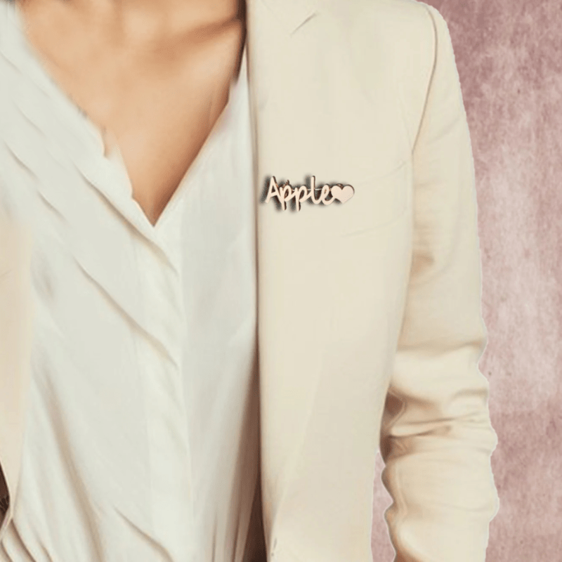 Stainless Steel Custom Name Brooch for Women Men Gift for Mom Dad Bridesmaid