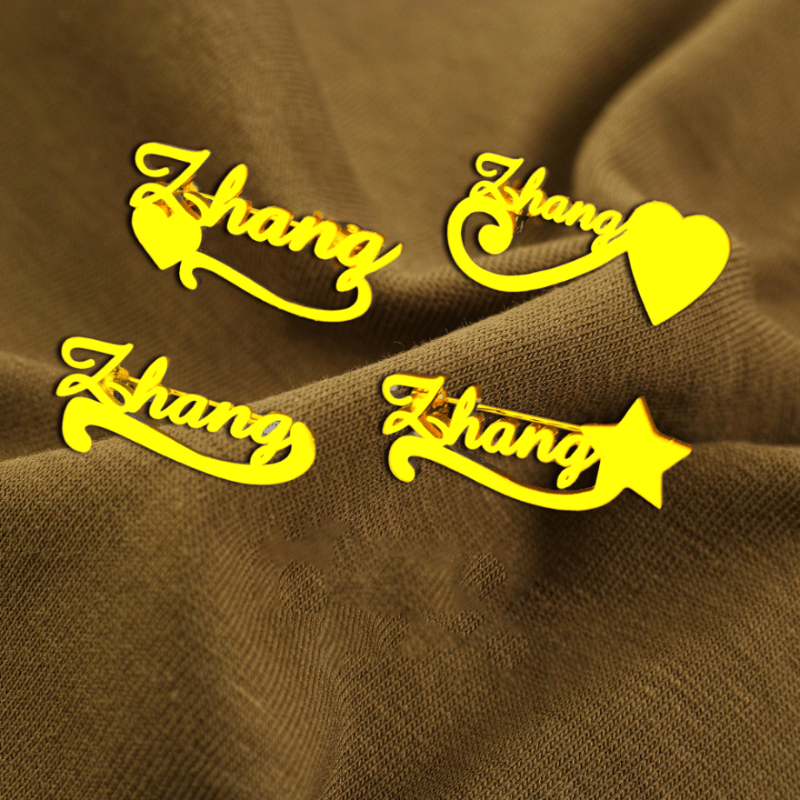 Stainless Steel Custom Name Brooch for Women Men Gift for Mom Dad Bridesmaid