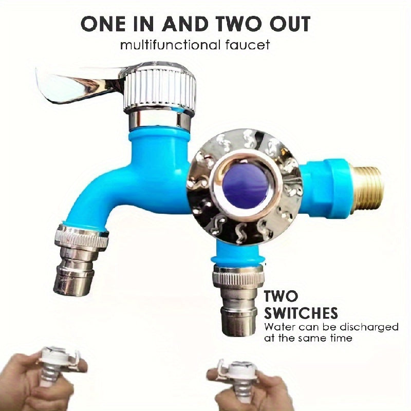 Grifo de doble boquilla de plástico para instalación en balcón, baño y piscina