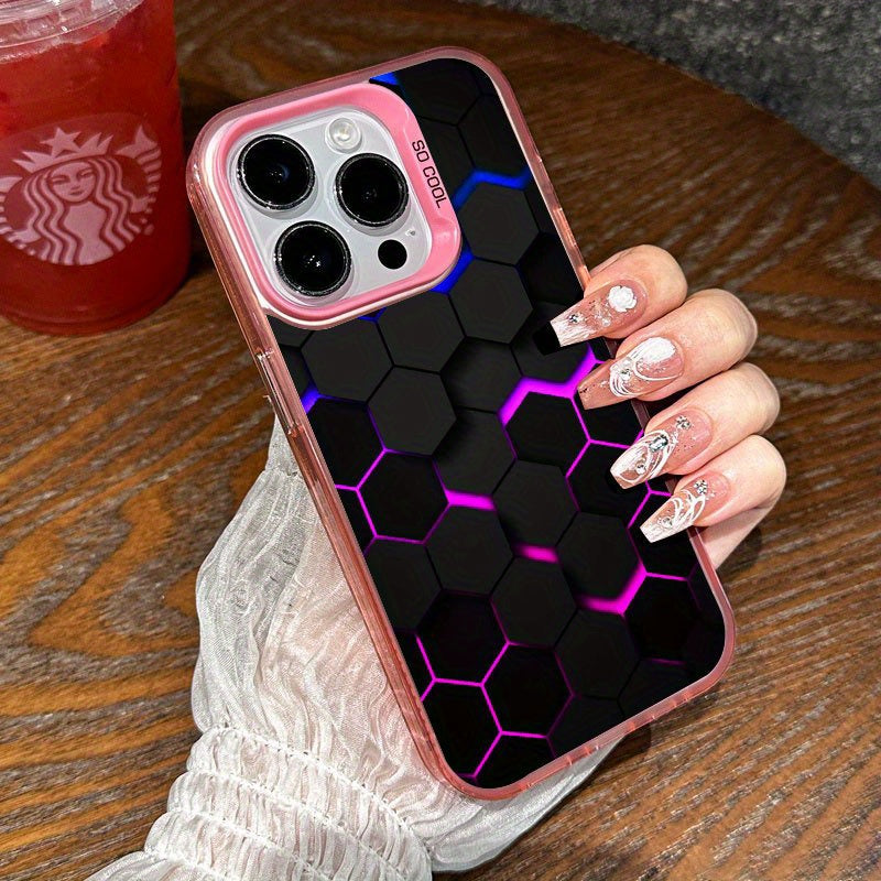 Matte Silvery Honeycomb Phone Case for iPhone Models 7 to 15 Acrylic