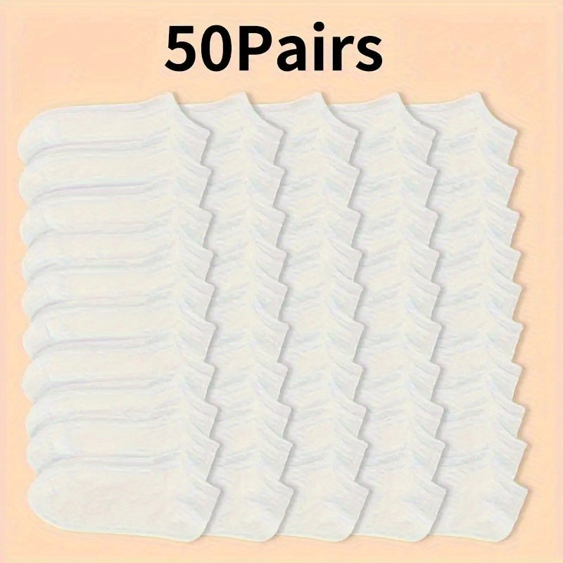 50 pares de calcetines sin marca de poliéster transpirable y ligero para verano en negro, blanco y gris
