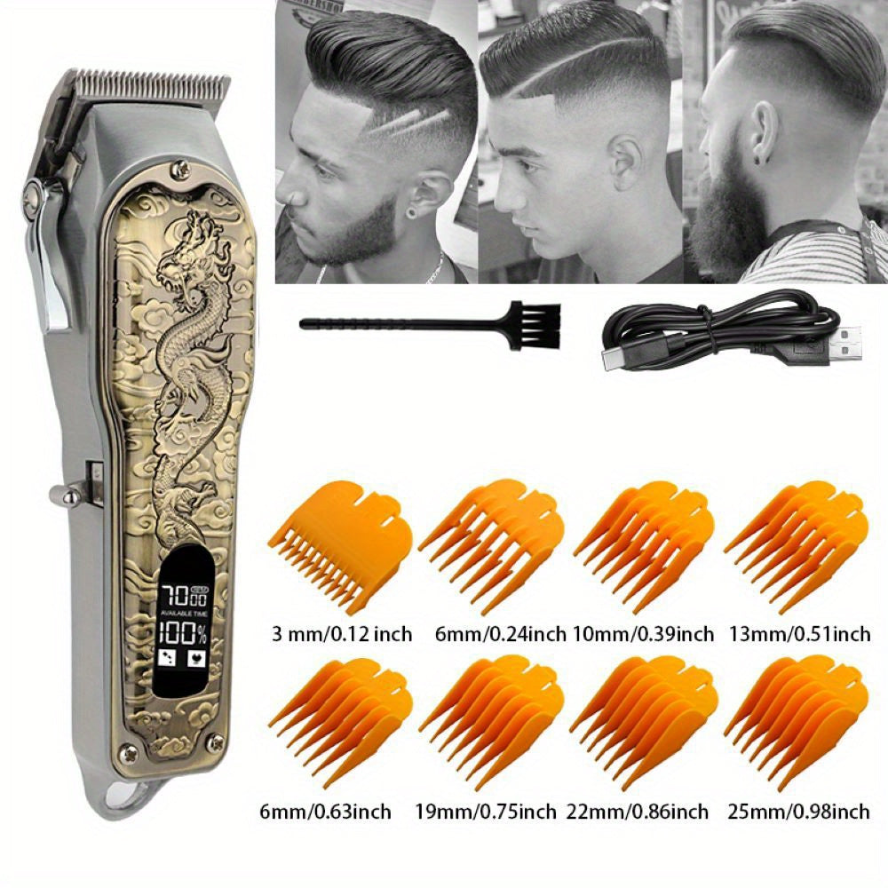 Набор для стрижки волос из 3 предметов для мужчин, триммер для барбершопа, LED-дисплей, подарок для ухода