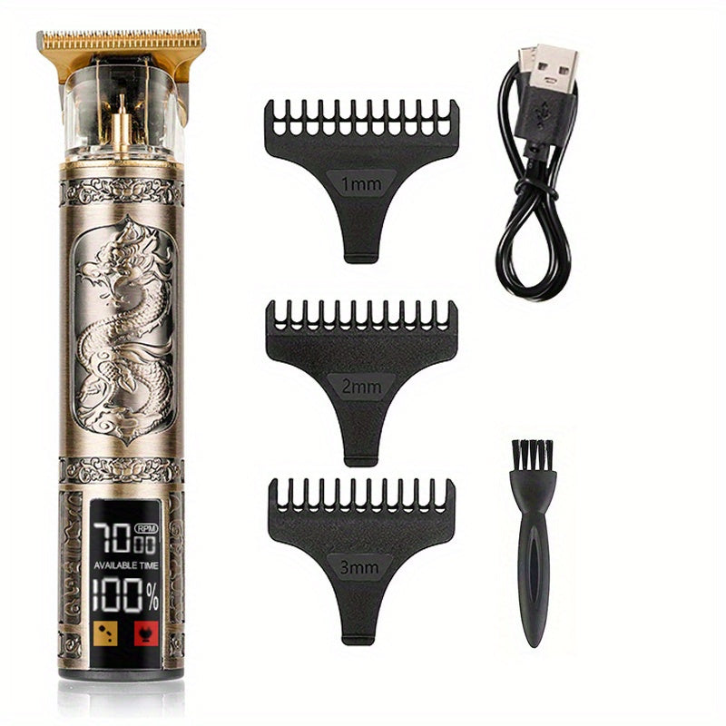 Набор для стрижки волос из 3 предметов для мужчин, триммер для барбершопа, LED-дисплей, подарок для ухода