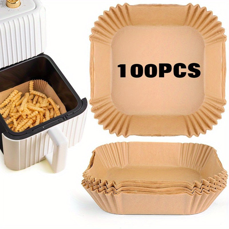 50/100 Air Fryer Disposable Paper Liners Non-Stick Parchment Oil Water Proof