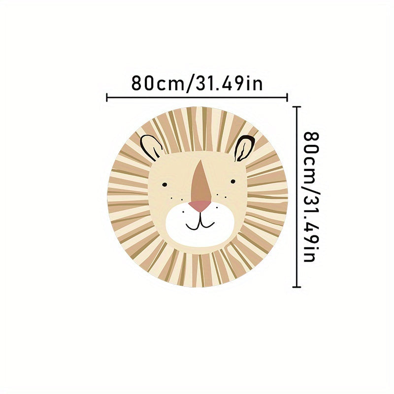Yoqimli multfilm hayvonlar naqshli dumaloq gilam, sirpanchiq bo'lmagan, yumshoq gilam, mehmonxona yoki yotoqxona uchun