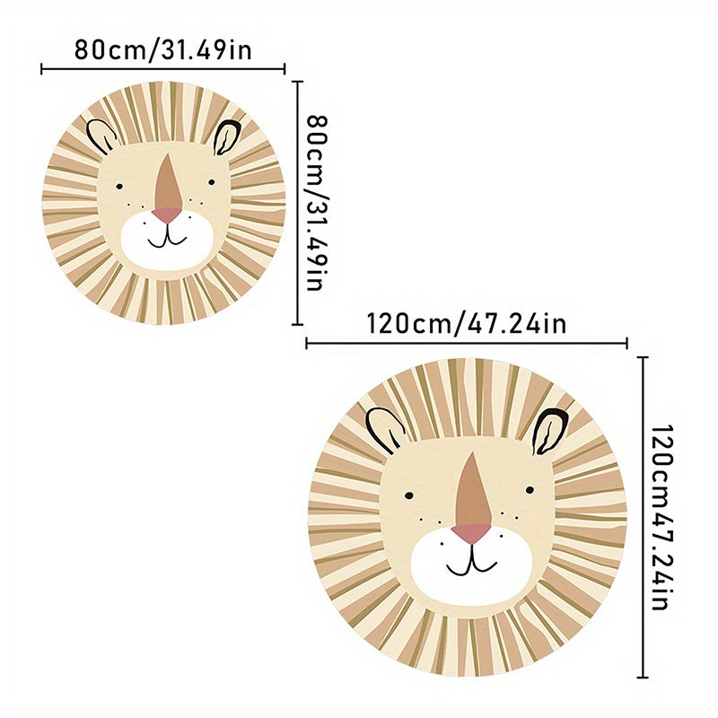 Yoqimli multfilm hayvonlar naqshli dumaloq gilam, sirpanchiq bo'lmagan, yumshoq gilam, mehmonxona yoki yotoqxona uchun