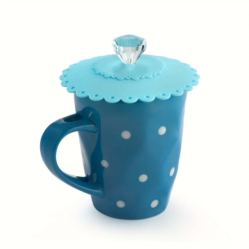 Set of 2 Flower-Shaped Silicone Cup Lids Heat-Resistant Dustproof for Mugs