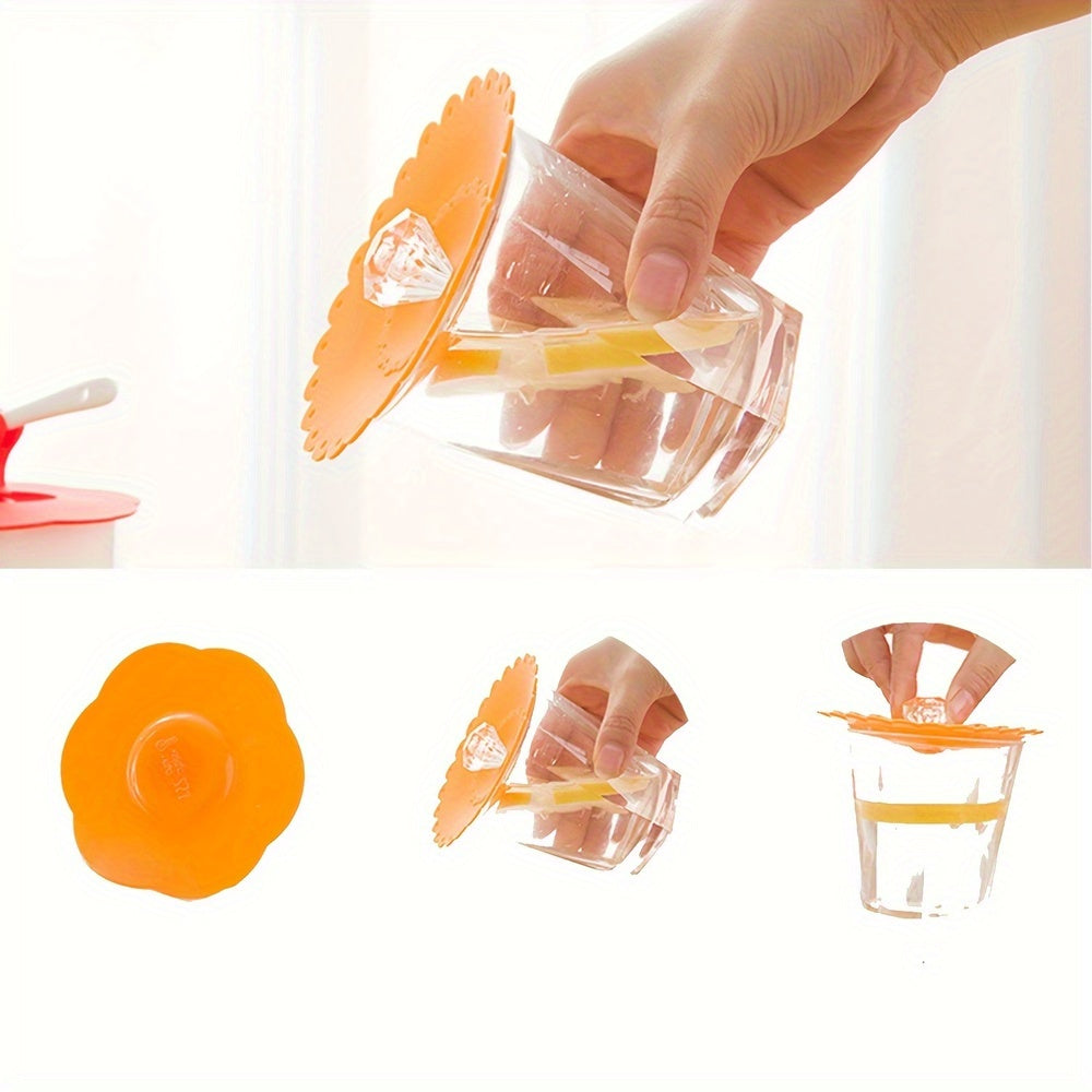 Set of 2 Flower-Shaped Silicone Cup Lids Heat-Resistant Dustproof for Mugs