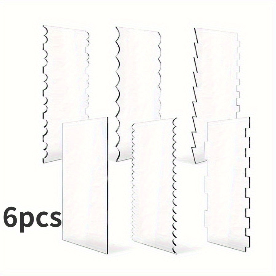 Set of 6 Acrylic Cake Scrapers for Smoothing and Shaping Baked Goods