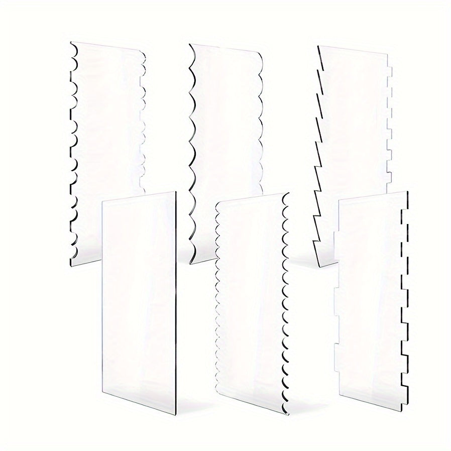 Set of 6 Acrylic Cake Scrapers for Smoothing and Shaping Baked Goods