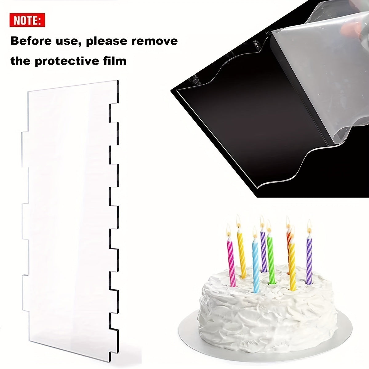 Set of 6 Acrylic Cake Scrapers for Smoothing and Shaping Baked Goods