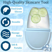 Conjunto de rodillo facial de hielo y Gua Sha para rejuvenecimiento facial y de ojos, herramientas de cuidado de la piel con enfriamiento, molde de silicona para hielo