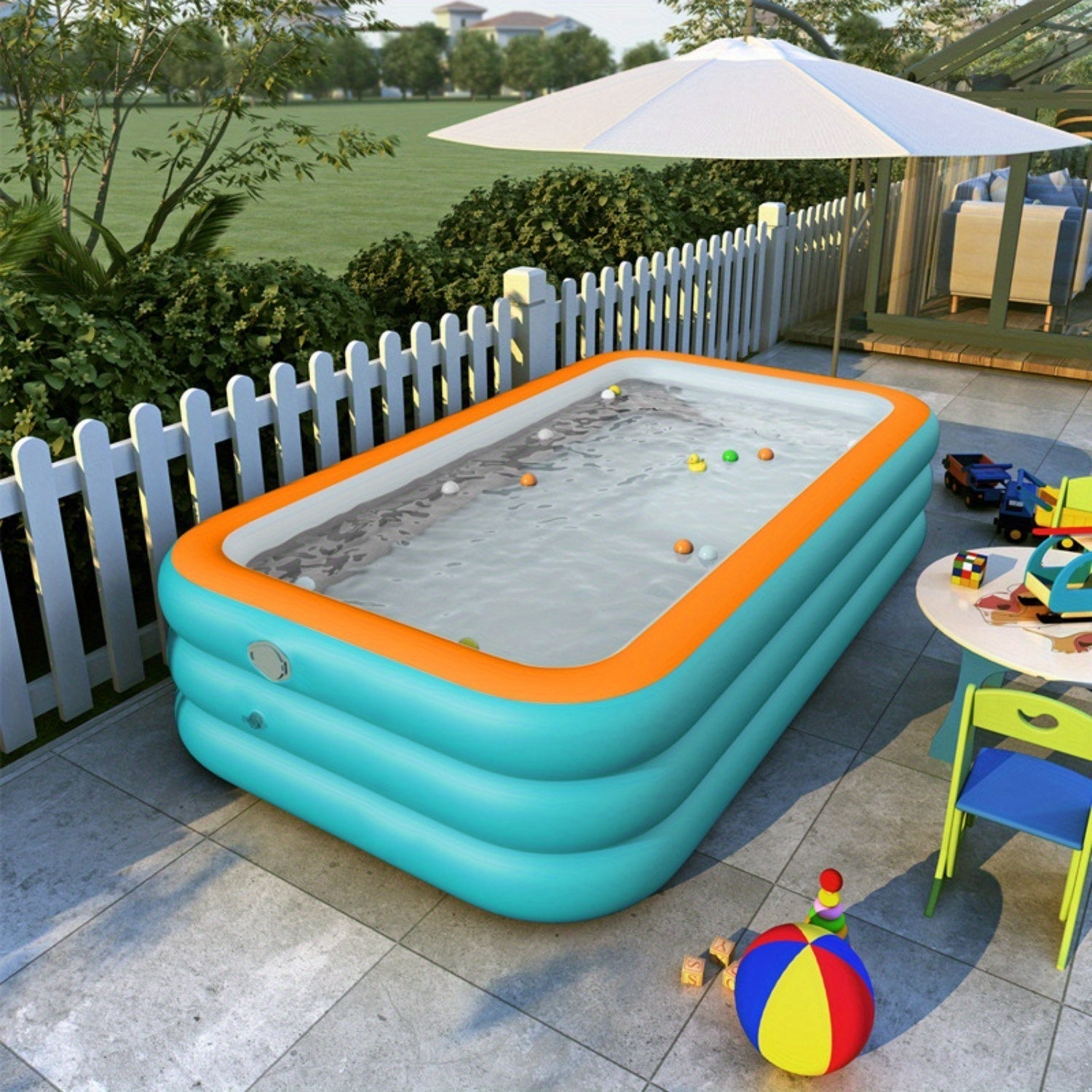 Large Inflatable Family Pool PVC Outdoor Water Pool with Multiple Components