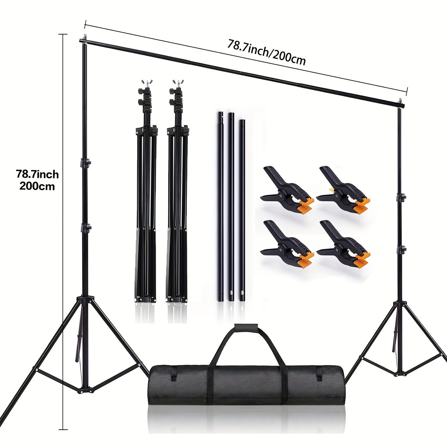 Adjustable 7x7ft Photo Studio Backdrop Stand with Crossbars Clamps and Balloon Arch Support