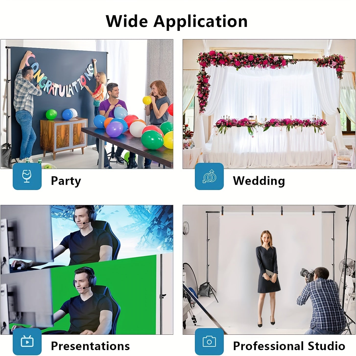 Adjustable 7x7ft Photo Studio Backdrop Stand with Crossbars Clamps and Balloon Arch Support