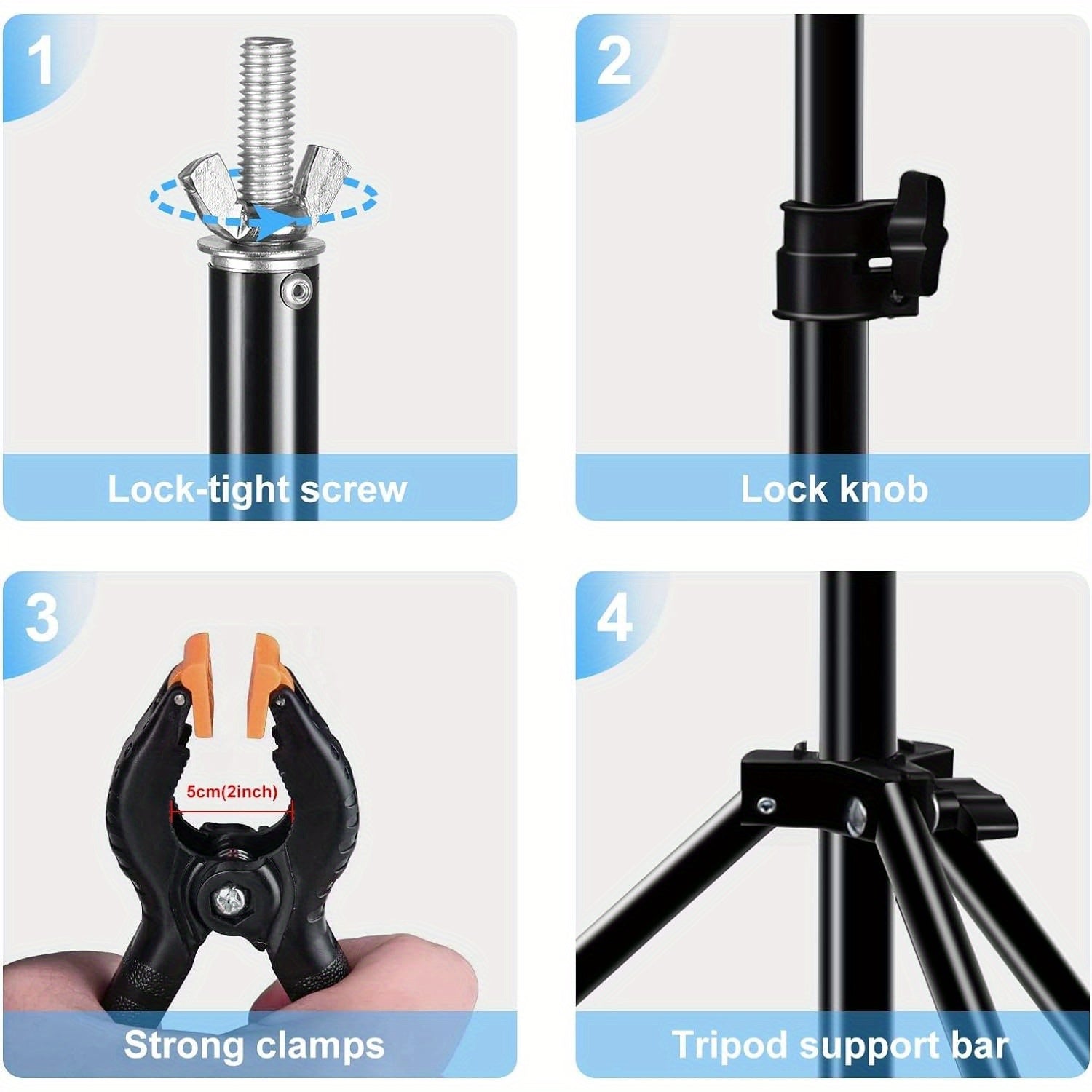 Adjustable 7x7ft Photo Studio Backdrop Stand with Crossbars Clamps and Balloon Arch Support