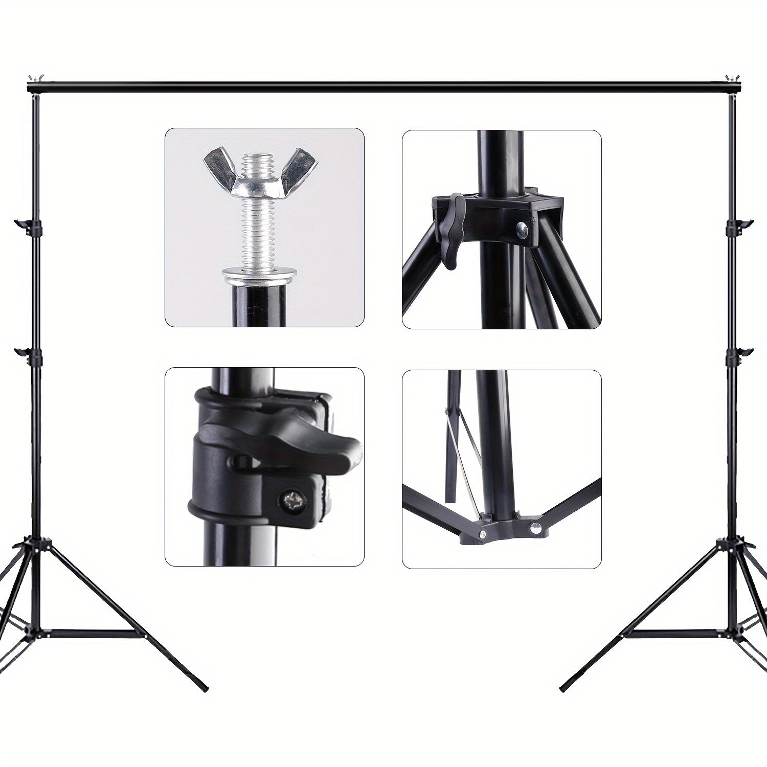 Adjustable 7x7ft Photo Studio Backdrop Stand with Crossbars Clamps and Balloon Arch Support
