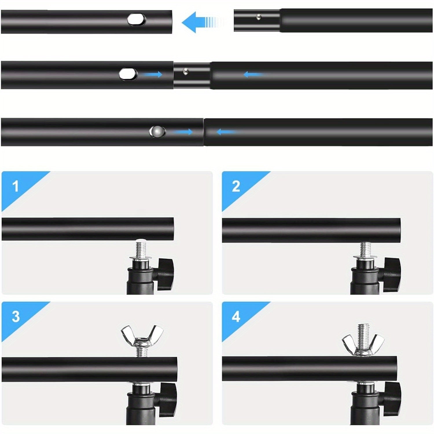Adjustable 7x7ft Photo Studio Backdrop Stand with Crossbars Clamps and Balloon Arch Support