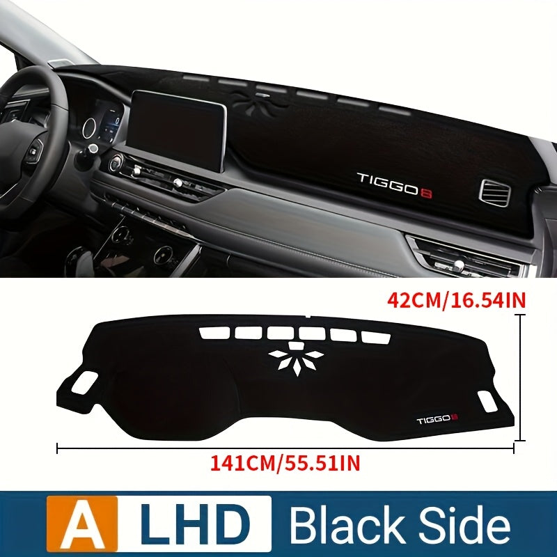 Dashboard Cover for Car - Polyester, UV Protection, Non-Slip, Black with Red Stitching