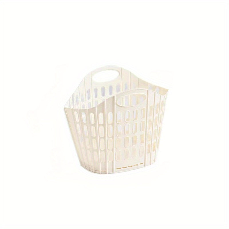 Foldable Gray Laundry Basket 40.64cm x 32cm with Handles Wall-Mounted Sturdy Plastic